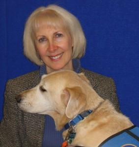 Cheryl Heppner, keynote speaker, with her hearing dog, Galaxy cheryl heppner